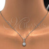 Sterling Silver Earring and Pendant Adult Set, with White Micro Pave and White Crystal, Polished, Rhodium Finish, 10.275.0008
