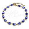 Oro Laminado Fancy Bracelet, Gold Filled Style Evil Eye Design, Blue Resin Finish, Golden Finish, 04.63.1347.2.07