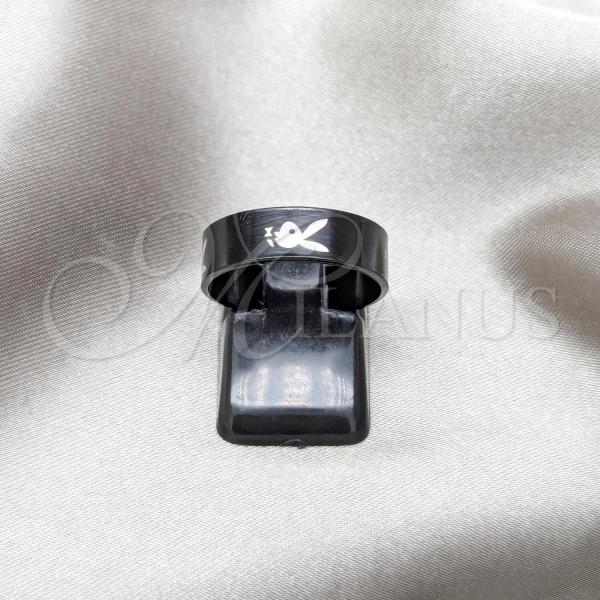 Stainless Steel Mens Ring, Star and Snake Design, Black Enamel Finish, Black Rhodium Finish, 01.63.0658.10