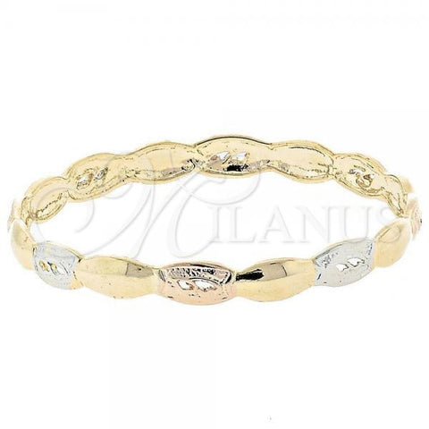 Oro Laminado Individual Bangle, Gold Filled Style Diamond Cutting Finish, Tricolor, 5.231.006 (07 MM Thickness, Size 5 - 2.50 Diameter)