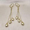 Oro Laminado Long Earring, Gold Filled Style Heart Design, Golden Finish, 5.097.002