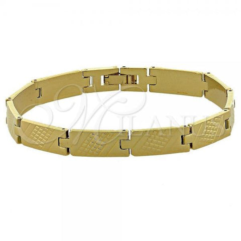 Oro Laminado Solid Bracelet, Gold Filled Style Diamond Cutting Finish, Golden Finish, 5.018.007.1