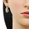 Rhodium Plated Stud Earring, Teardrop Design, Diamond Cutting Finish, Rhodium Finish, 02.163.0294.1