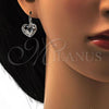 Rhodium Plated Leverback Earring, Heart Design, with Rose Patina Swarovski Crystals, Polished, Rhodium Finish, 02.239.0013.7