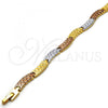 Oro Laminado Solid Bracelet, Gold Filled Style Polished, Tricolor, 03.102.0030.08