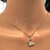 Oro Laminado Pendant Necklace, Gold Filled Style Butterfly Design, with White Micro Pave, Polished, Golden Finish, 04.156.0053.20