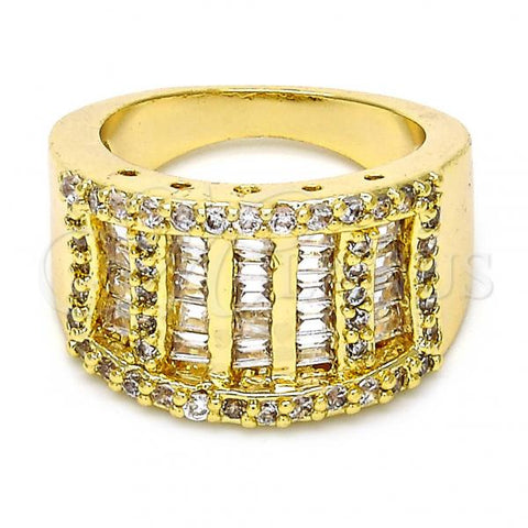 Oro Laminado Multi Stone Ring, Gold Filled Style with White Cubic Zirconia and White Micro Pave, Polished, Golden Finish, 01.99.0021.08 (Size 8)