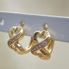 Oro Laminado Huggie Hoop, Gold Filled Style Heart Design, with Pink Micro Pave, Polished, Golden Finish, 02.210.0593.12