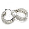 Rhodium Plated Small Hoop, with White Cubic Zirconia, Polished, Rhodium Finish, 02.210.0288.4.20