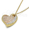 Oro Laminado Fancy Pendant, Gold Filled Style Heart Design, Diamond Cutting Finish, Tricolor, 5.181.022