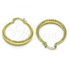 Oro Laminado Medium Hoop, Gold Filled Style Hollow Design, Diamond Cutting Finish, Golden Finish, 02.213.0439.30
