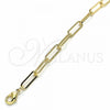 Oro Laminado Fancy Anklet, Gold Filled Style Paperclip Design, Polished, Golden Finish, 04.63.1394.10