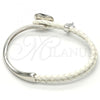 Rhodium Plated Individual Bangle, Heart Design, with Denin Blue Swarovski Crystals and White Micro Pave, Polished, Rhodium Finish, 07.239.0008.8 (03 MM Thickness, One size fits all)