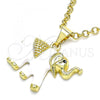 Oro Laminado Fancy Pendant, Gold Filled Style Elephant Design, White Enamel Finish, Golden Finish, 05.253.0119