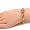 Oro Laminado Fancy Bracelet, Gold Filled Style with White Cubic Zirconia, Polished, Golden Finish, 03.221.0018.07
