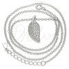 Sterling Silver Pendant Necklace, Leaf Design, with White Cubic Zirconia, Polished, Rhodium Finish, 04.336.0194.16