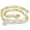 Oro Laminado Fancy Bracelet, Gold Filled Style Nameplate Design, Polished, Golden Finish, 03.63.1967.08
