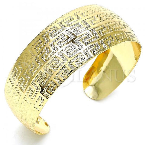 Oro Laminado Individual Bangle, Gold Filled Style Greek Key Design, Polished, Golden Finish, 07.329.0001 (18 MM Thickness, One size fits all)