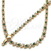 Oro Laminado Necklace and Bracelet, Gold Filled Style with Green and White Cubic Zirconia, Polished, Golden Finish, 06.284.0014.3
