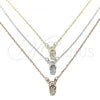 Sterling Silver Pendant Necklace, Shoes Design, with White Cubic Zirconia, Polished, Tricolor, 04.369.0001.18