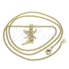 Oro Laminado Pendant Necklace, Gold Filled Style Angel Design, with White Micro Pave, Polished, Golden Finish, 04.156.0443.20