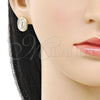 Oro Laminado Stud Earring, Gold Filled Style Guadalupe Design, Polished, Tricolor, 02.196.0216
