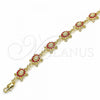 Oro Laminado Fancy Bracelet, Gold Filled Style Turtle Design, with Garnet Crystal, Polished, Golden Finish, 03.351.0053.1.07