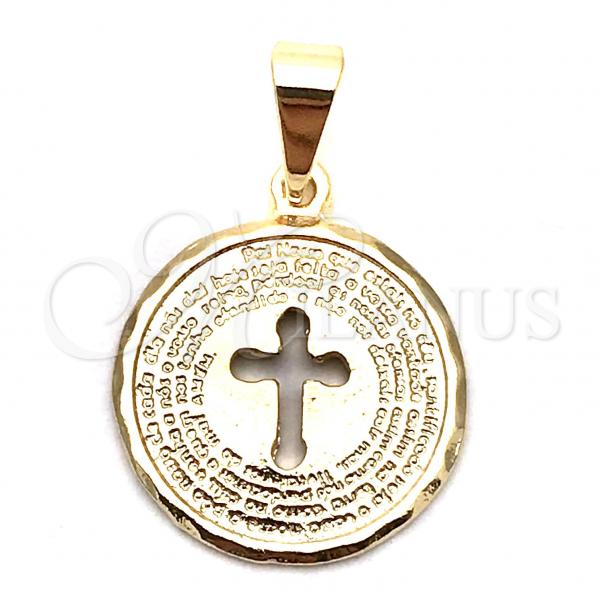 Oro Laminado Religious Pendant, Gold Filled Style Cross Design, Polished, Golden Finish, 05.09.0090