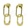 Oro Laminado Long Earring, Gold Filled Style Paperclip Design, Polished, Golden Finish, 02.213.0470