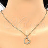 Oro Laminado Pendant Necklace, Gold Filled Style Heart Design, with White Micro Pave, Polished, Golden Finish, 04.195.0026.18