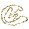 Oro Laminado Medium Rosary, Gold Filled Style Divino Niño and Crucifix Design, Polished, Golden Finish, 09.118.0014.24