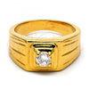 Oro Laminado Mens Ring, Gold Filled Style with White Crystal, Polished, Golden Finish, 5.178.035.05 (Size 5)