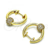 Oro Laminado Huggie Hoop, Gold Filled Style with White Micro Pave, Polished, Golden Finish, 02.195.0153.20