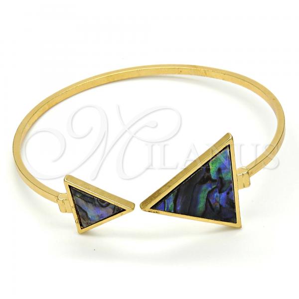 Gold Tone Individual Bangle, with Light Tanzanite Mother of Pearl, Polished, Golden Finish, 07.263.0004.1.GT (02 MM Thickness, One size fits all)