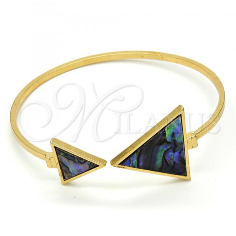 Gold Tone Individual Bangle, with Light Tanzanite Mother of Pearl, Polished, Golden Finish, 07.263.0004.1.GT (02 MM Thickness, One size fits all)