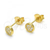 Sterling Silver Stud Earring, with White Cubic Zirconia, Polished, Golden Finish, 02.285.0045