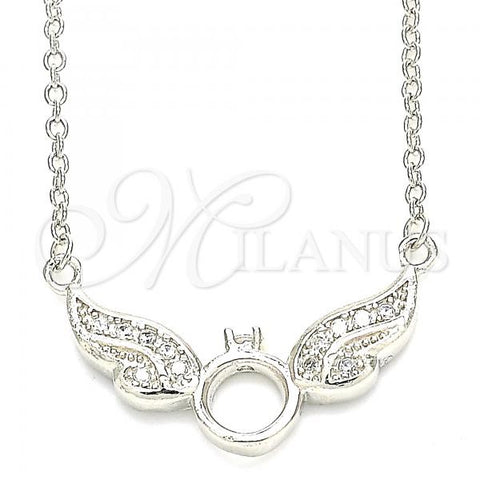 Sterling Silver Pendant Necklace, with White Cubic Zirconia, Polished, Rhodium Finish, 04.336.0197.16