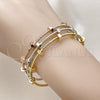 Oro Laminado Trio Bangle, Gold Filled Style Diamond Cutting Finish, Tricolor, 07.282.0021