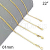 Oro Laminado Basic Necklace, Gold Filled Style Mariner Design, Polished, Golden Finish, 04.32.0007.22