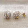 Oro Laminado Stud Earring, Gold Filled Style Ball Design, with Ivory Pearl, Polished, Golden Finish, 02.379.0091