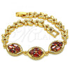 Oro Laminado Fancy Bracelet, Gold Filled Style with Garnet Cubic Zirconia, Polished, Golden Finish, 03.210.0112.1.07