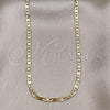 Oro Laminado Basic Necklace, Gold Filled Style Mariner Design, Diamond Cutting Finish, Golden Finish, 04.213.0242.18