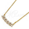 Oro Laminado Pendant Necklace, Gold Filled Style Flower Design, with White Cubic Zirconia, Polished, Golden Finish, 04.213.0049.16