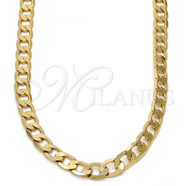 Gold Tone Basic Necklace, Curb Design, Polished, Golden Finish, 04.242.0028.24GT