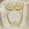 Oro Laminado Necklace, Bracelet and Earring, Gold Filled Style Love Design, Polished, Golden Finish, 06.63.0243