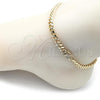 Oro Laminado Basic Anklet, Gold Filled Style Miami Cuban Design, with White Micro Pave, Polished, Golden Finish, 04.213.0303.10