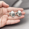 Rhodium Plated Stud Earring, Flower Design, Diamond Cutting Finish, Rhodium Finish, 02.428.0009.1