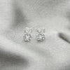Sterling Silver Stud Earring, Flower Design, with White Crystal, Polished, Silver Finish, 02.406.0013.02