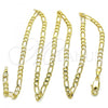 Oro Laminado Basic Necklace, Gold Filled Style Figaro Design, Polished, Golden Finish, 5.222.017.18