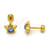 Stainless Steel Stud Earring, Star Design, with Blue Topaz Crystal, Polished, Golden Finish, 02.271.0016.2